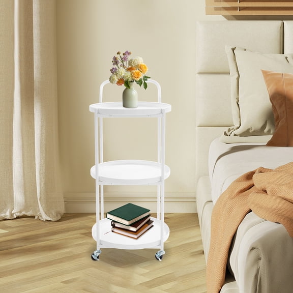 Metal Frame Serving Cart for Kitchen, Rolling Bar Cart, Mobile Storage Cart