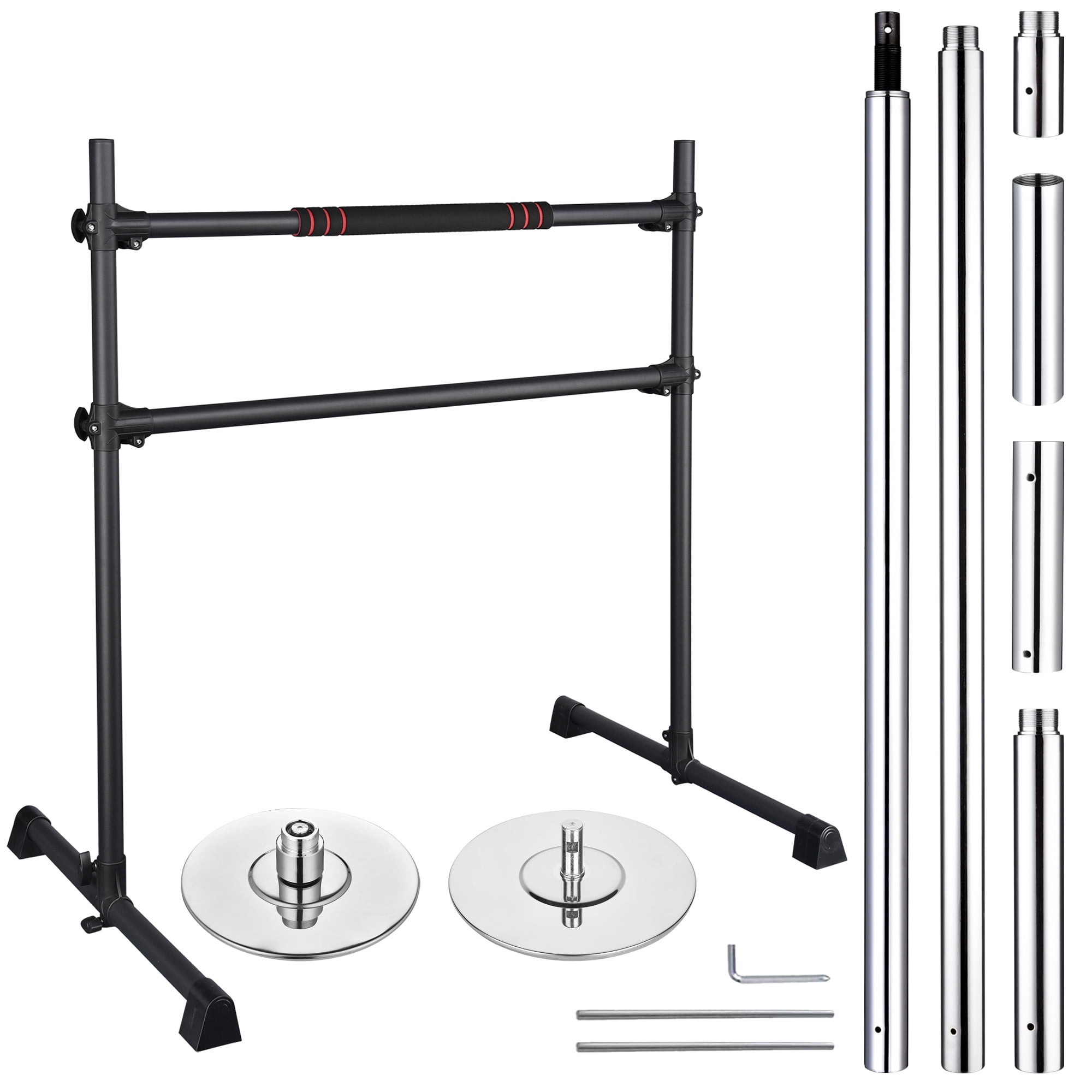 Static Spinning Dancing Pole Kit with Ballet Barre Double Bar Exercise Fitness