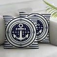 thumbnail image 2 of GOSMITH Printed on Both Sides Pillow Covers Anchor Nautical Stripe Square 2-Pack Plush Pillowcase White, 2 of 6
