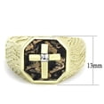 thumbnail image 4 of Anillo Color Oro Para Hombres de Acero Inoxidable Cruz con Respaldo Cafe, 4 of 4