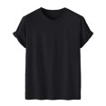 thumbnail image 1 of Hombres Casual Cuello Redondo Sólido Jersey Estampado Pantalones Cortos Mangas Camiseta Blusa Pompotops  oipoqjl32270, 1 of 5