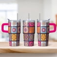 thumbnail image 2 of Insulated Travel Mug 20oz with Lid and Straw - Stainless Steel Double Wall Vacuum Boho Tumbler, Leakproof Thermal Coffee Cup, 2 of 5