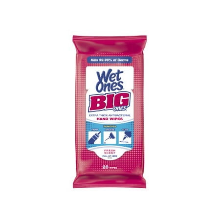 Wet Ones Big Ones Antibacterial Hand Wipes Travel Pack - 28 Count