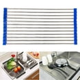 thumbnail image 2 of TIANLAIMEI Over the Sink Multipurpose Roll-Up Dish Drying Rack Pan Bottle Food Drainer Mat, Blue, 2 of 9