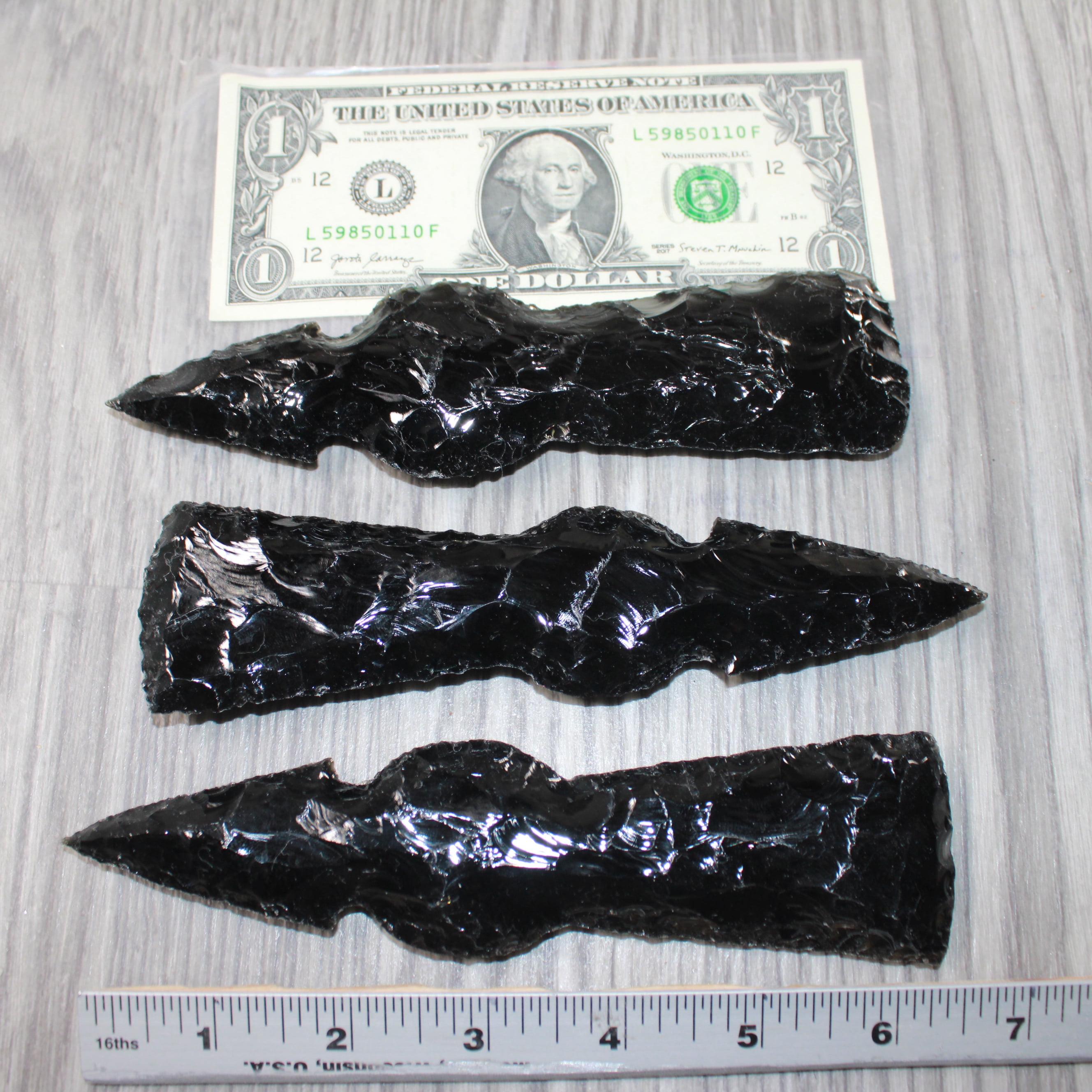 3 Obsidian Ornamental Tomahawk Heads  #6764    Axe Hatchet Ax