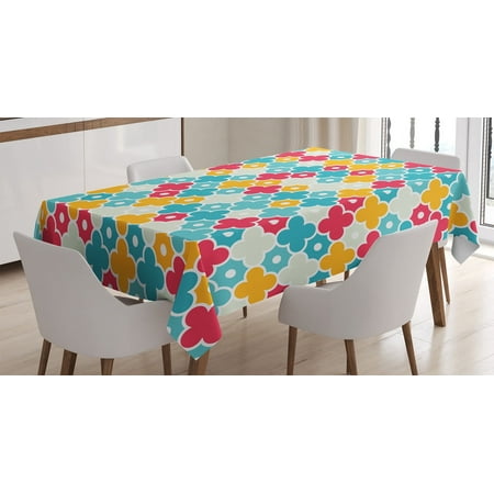 

Ambesonne Boho Tablecloth Rectangular Table Cover Theme Colorful Petal 60 x84 Red Turquoise Yellow