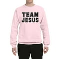 thumbnail image 2 of Wild Bobby, Varsity Team Jesus Inspirational/Christian Unisex Crewneck Graphic Sweatshirt, Light Pink, X-Large, 2 of 5