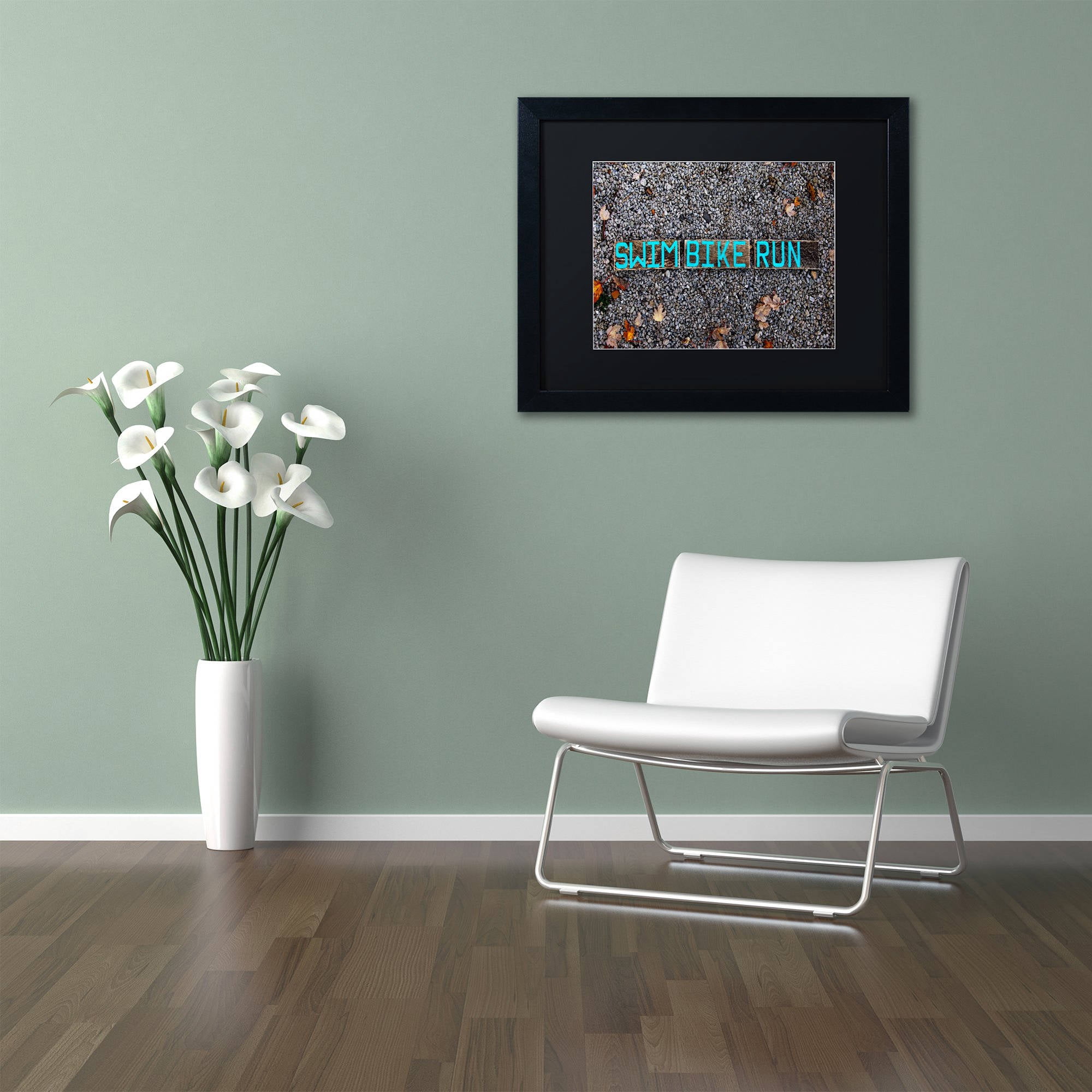 Trademark Fine Art 'The Triathlete II' Canvas Art by Nicole Dietz, Black Matte, Black Frame