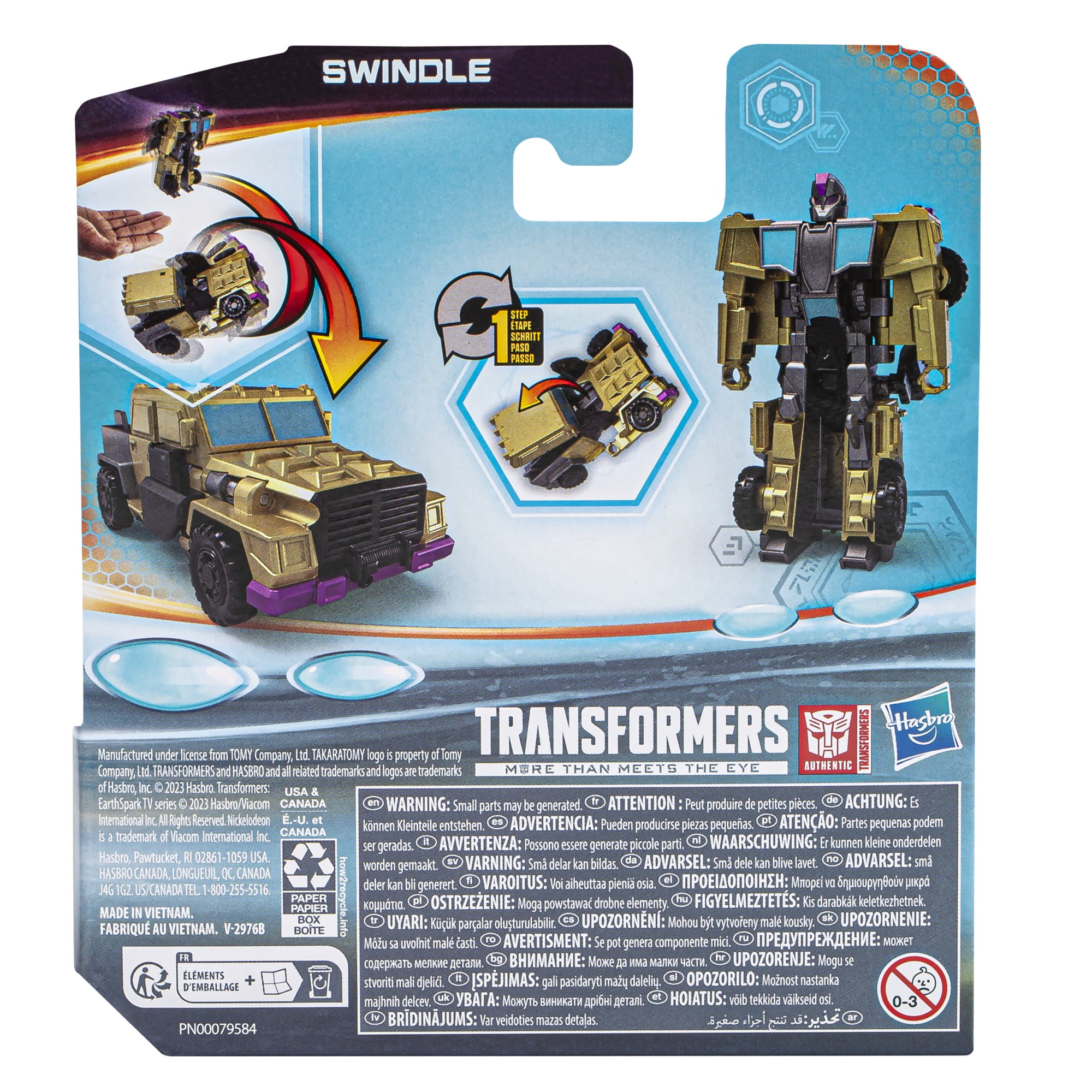 Transformers Toys EarthSpark 1 Step Flip Changer Swindle Action Figure, 5.25 in Plastic, 0.22 lb