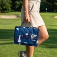 thumbnail image 3 of COEQINE Quilted Golf Cart Seat Cover, Folds Like a Bag with Handle for Easy Carry, Universal Fit 51.2"x30.3" for EZGO Yamaha Club Car 2-Seaters, 4 Pockets, Dark Blue Camo Golf Pattern, 3 of 8
