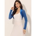 thumbnail image 2 of Cárdigan corto Allegra K con parte delantera abierta para mujer elegante Bolero Azul real XS, 2 of 6