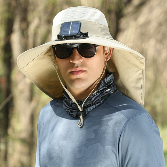 Staron Outdoor Wide Brim Sun Hat with Fans Solar Power, Solar Fan Hats for Men, Beach Hat Hiking Camping Fishing Hat for Men
