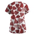 thumbnail image 2 of Plus Size Scrubs For Women Stretch,Plus Size Women's V-Neck Short-Sleeve Workwear with Pockets Valentine's Day Printed Scrub Top - Red - XXL, 2 of 3