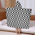 thumbnail image 5 of Black White Geometric Checkered Pattern Hooded Bath Towel，50"x30" for Ages 3 To 12 Kids, Quick Dry Lightweight Soft Microfiber Hood Beach Towel Cover Up for Kids, 5 of 7