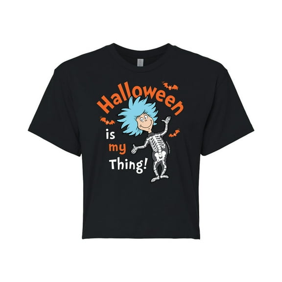 Dr. Seuss - Halloween Is My Thing - Juniors Cropped Cotton Blend T-Shirt