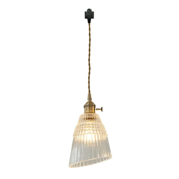 Kiven H-Type Track Lighting, 1-Light Modern Halo Track Pendant Light with Glass Lampshade, Track Light Pedant, Cord length 39.4", E26 Socket