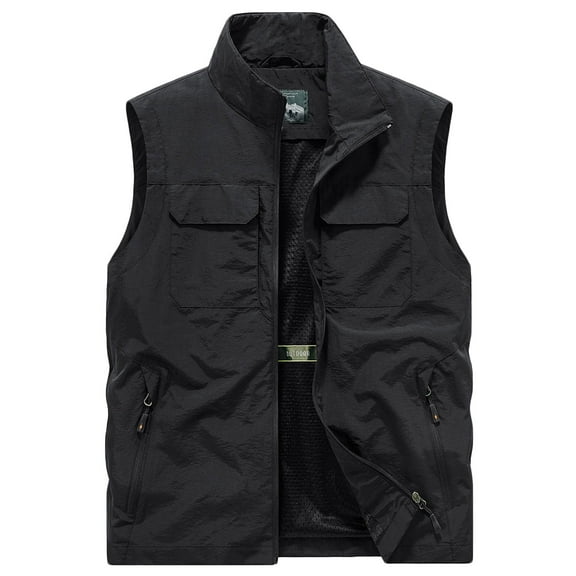 Levmjia Mens Vest Jacket Casual Stand Collar Pure Color Quick Dry For Hiking Skiing Workwear Outdoors Winter Sleeveless