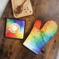 thumbnail image 5 of Rainbow Tie Dye Ink Pattern Kitchen Oven Mitt and Pot Holder Sets 4 Pcs for Baking, Cooking and Grilling, Heat Resistant Up To 392 °F, 5 of 7