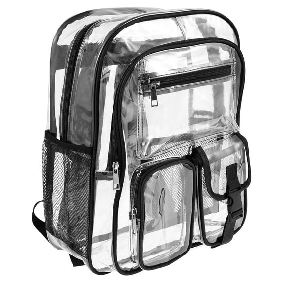Threns Clear Backpack PVC Clear Bookbag with Widened Straps Multi Pockets Lightweight See Through Backpack for School Travel