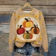 thumbnail image 5 of SCSAlgin Women's Thanksgiving Splice Vintage Printed Round-neck Casual Sporty Long-sleeved Fleece Sweatshirt Tops, 5 of 7