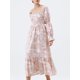 thumbnail image 2 of Vestido Tsseiatte para mujer, escote cuadrado, hombros descubiertos, manga larga abullonada, fruncido, cintura alta, informal, corte A, 2 of 8