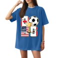 thumbnail image 1 of Women's Football Graphic T-Shirt, Women's Soccer Letter Print Short Sleeve T-Shirt, Casual Summer Neck Top for Women Sports Fan Tee Shirt Everyday for Soccer Tournament 2026 Blue Size: XL, 1 of 4