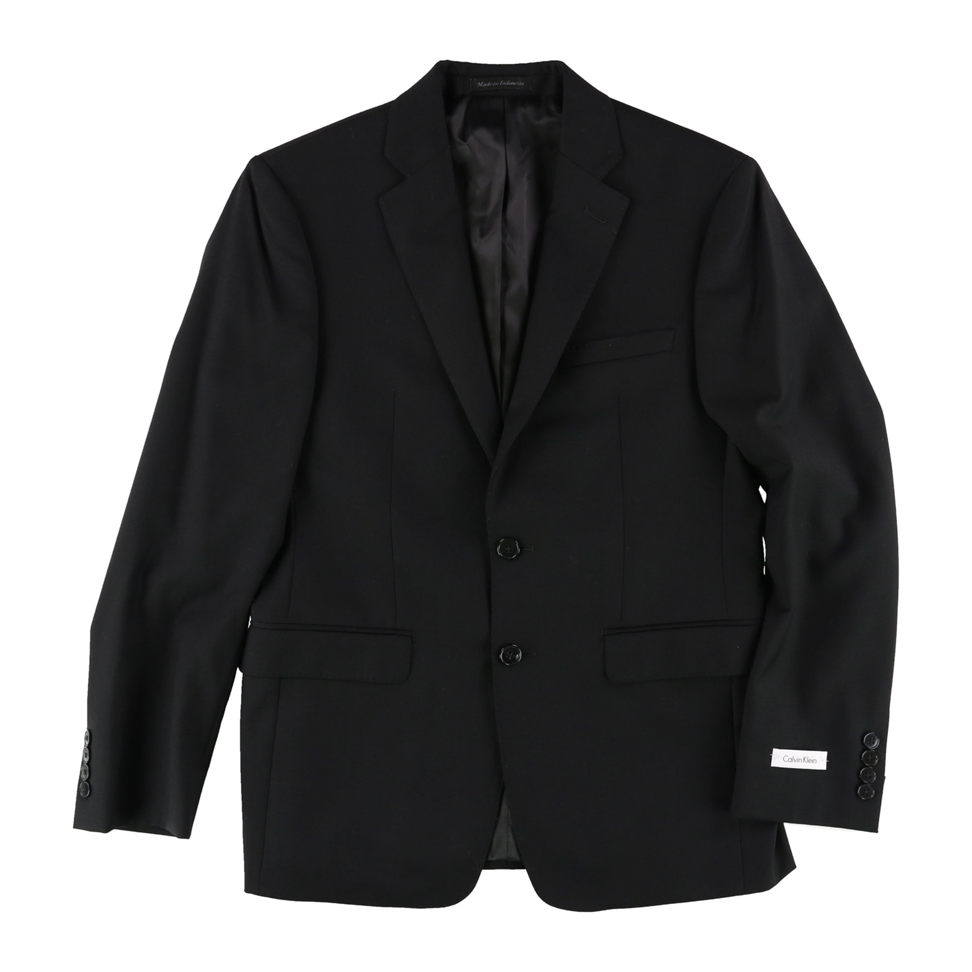 Calvin Klein Mens Notch Lapel Two Button Blazer Jacket, Black, 38 Short -  