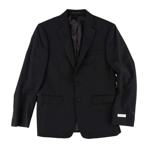Calvin Klein Mens Notch Lapel Two Button Blazer Jacket, Black, 38 Short