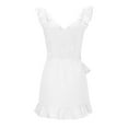 thumbnail image 6 of Bigersell Homecoming Dresses Women's Casual V-Neck Sleeveless Ruffle Hem Solid Hips Wrap Sling Dresses Plus Sweater Dress Style 36885, Female Short Dresses White XL, 6 of 9