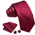 thumbnail image 2 of Set de Corbata Barry.Wang Granate con Diseño Cachemira de Seda 150 cm, 2 of 6