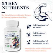 Todicamp Mens Multivitamin - Men Health, Immune System Booster, Best Multivitamin for Men - 60 Capsules