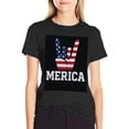 thumbnail image 3 of T-shirt American Flag Gestures  Soft Cotton Adult Heat-Transfer Graphic T-Shirt - 180g Breathable Fabric, Unisex Summer Casual Wear with Durable Heat-Printed Design, 3 of 9