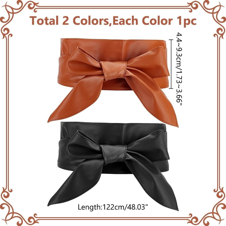 2 Colors PU Leather Wrap Around Waist Band 48.03 Inch Tie  display picture 2