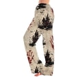 thumbnail image 2 of Zydvens Women Halloween Pajama Pants Wide Leg Lounge Wear with Pockets Soft Elastic Waist Drawstring Sleepwear Bottoms Bloody Handprint Red Moon Costume Cosplay S-3XL, 2 of 7