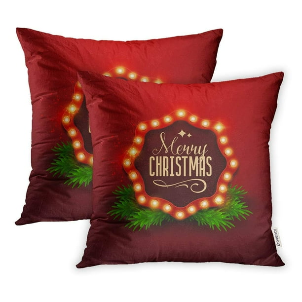 ARHOME Colorful Merry Christmas Retro Light Sign Border Bulb Pillowcase