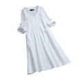 thumbnail image 2 of Women's V Neck Dress, Long Sleeve A-Line Midi Dress with Pockets for Casual Wear, 2 of 6