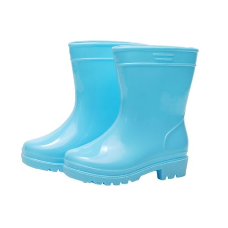 Meresysid Toddler Kids Boys Mid Calf Shoes Rain Boots Water Boots Children Unisex Rain Shoes Soft Rubber Boots Non Slip Blue