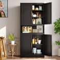 thumbnail image 5 of Metal Tall Narrow Pantry Cabinet, 71" High Bathroom Storage Organizer With 4 Doors and Adjustable Shelves, Open Countertop for Kitchen and Bathroom, 5 of 6