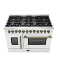 thumbnail image 4 of Forno Galiano 48-inch French Door Dual Fuel Range, White  Antique Brass Design, 8 Sealed Burners - 107,000 BTU, Griddle, 6.58 cu.ft. Double Ovens, 4 of 5