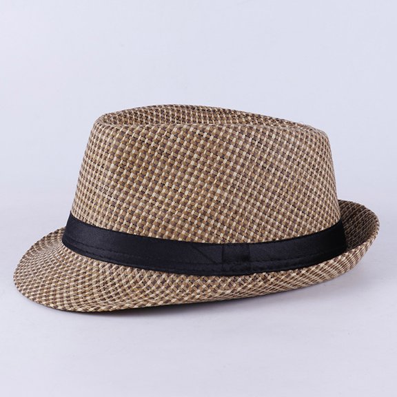 Classic Sun Hats for Men Women, UV Protection Wide Brim Fedora Hat with Black Band, Breathable Lightweight Trilby Cap for Outdoor Summer