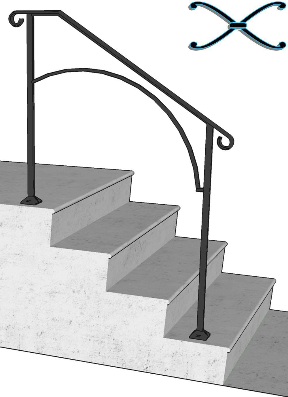 Stair Parts Iron X Handrail Arch 1 Brick or Paver Steps Handrails