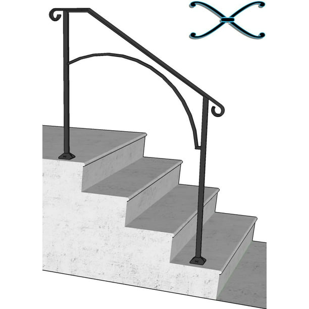 Iron X Handrail Arch #3 (Wood or Composite Steps) - Walmart.com