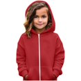 thumbnail image 5 of Kids Hoodies for Boys Girls Zip up Long Sleeve Hooded Sweatshirt Top Red Hooded with Pocket Fall Clothes Girls Clothes 11-12 Years, 5 of 6