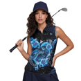 thumbnail image 4 of Chririnla Blue Sea Turtle Womens Golf Shirt Sleeveless Tennis Collared Top Hibiscus Summer Quick Drying Golf Tee Athletic Clothes for Ladies, 4 of 7