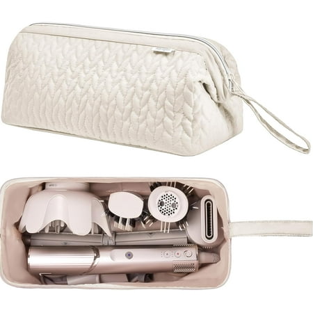 Flex Style Case for Dyson Airwrap Hair Dryer Brush Hair Tools Travel Bag Carrying Case Flat Curling Iron Organizer (Beige)