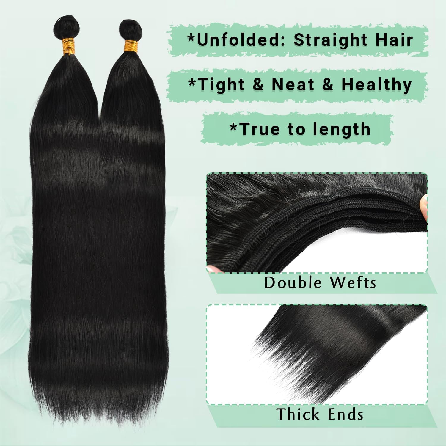 Brazilian Straight Hair  Human Hair Texture Protein Filament 30 30 Inch Long Straight Bundle Sew In Weave 2   Real Soft Hair Extensions,  Black