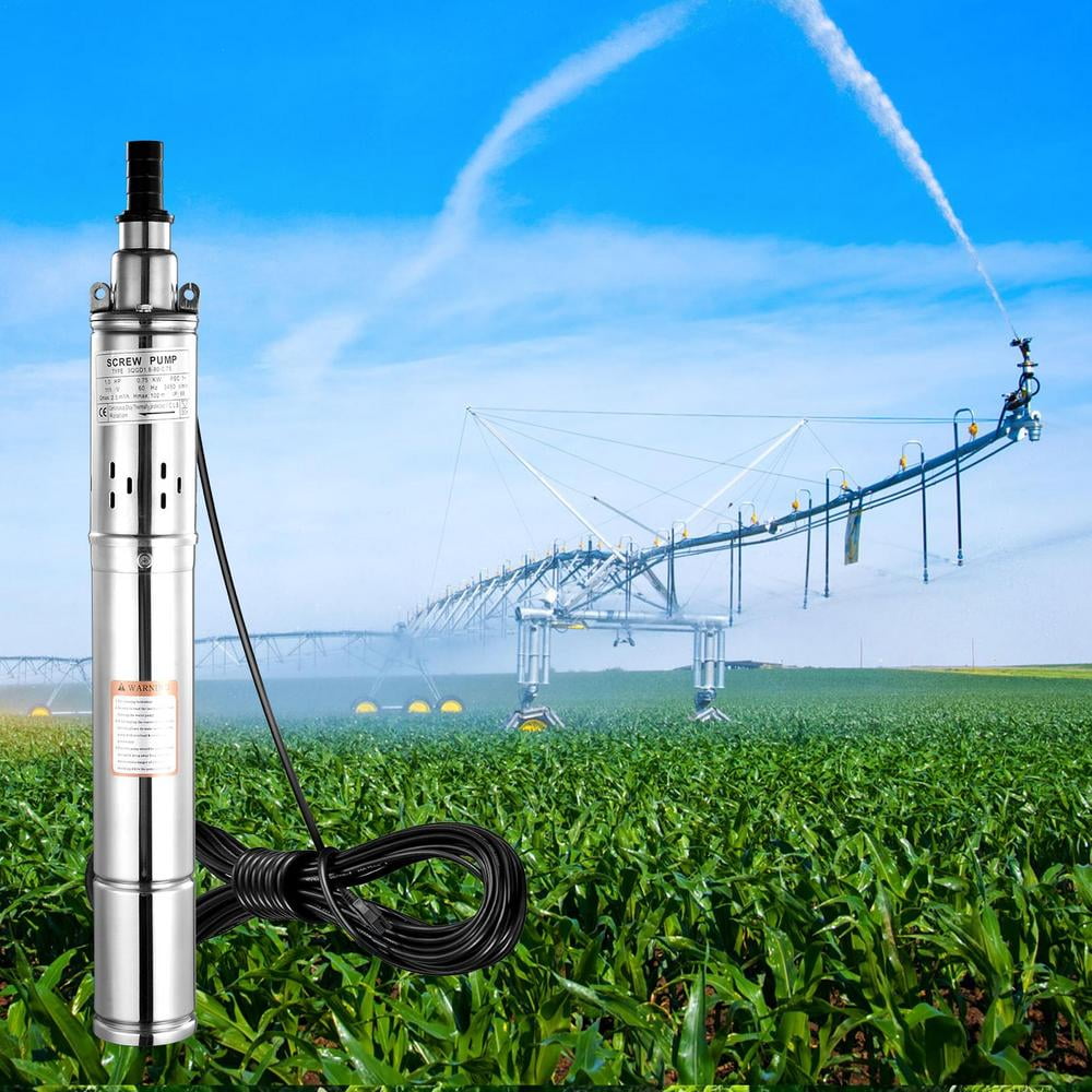 1HP Deep Well Submersible Pump, 110V/60Hz, 164ft Head, 3" Stainless Steel, 49ft Copper Cord - for Irrigation, Home & Industrial Use