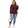 thumbnail image 3 of DARING DIVA Plus Size Long Sleeve Crewneck Sweater Fall Casual Tops 3X Burgundy, 3 of 6