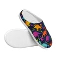 thumbnail image 3 of Daiia Colorful Dinosaur Print Women’s Fuzzy Slippers Memory Foam Lightweight House Shoes Cozy Loafer Flannel House Shoes-35/36, 3 of 7