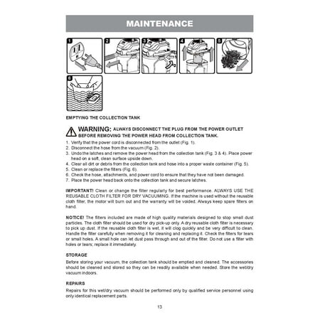 Hyper Tough 1.5 Gallon 2 Peak HP Poly Wet/Dry Vacuum, VH105 3502, New